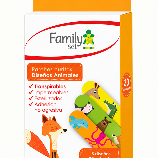Parche Curita Diseños Animales Family Set x 30 Unidades