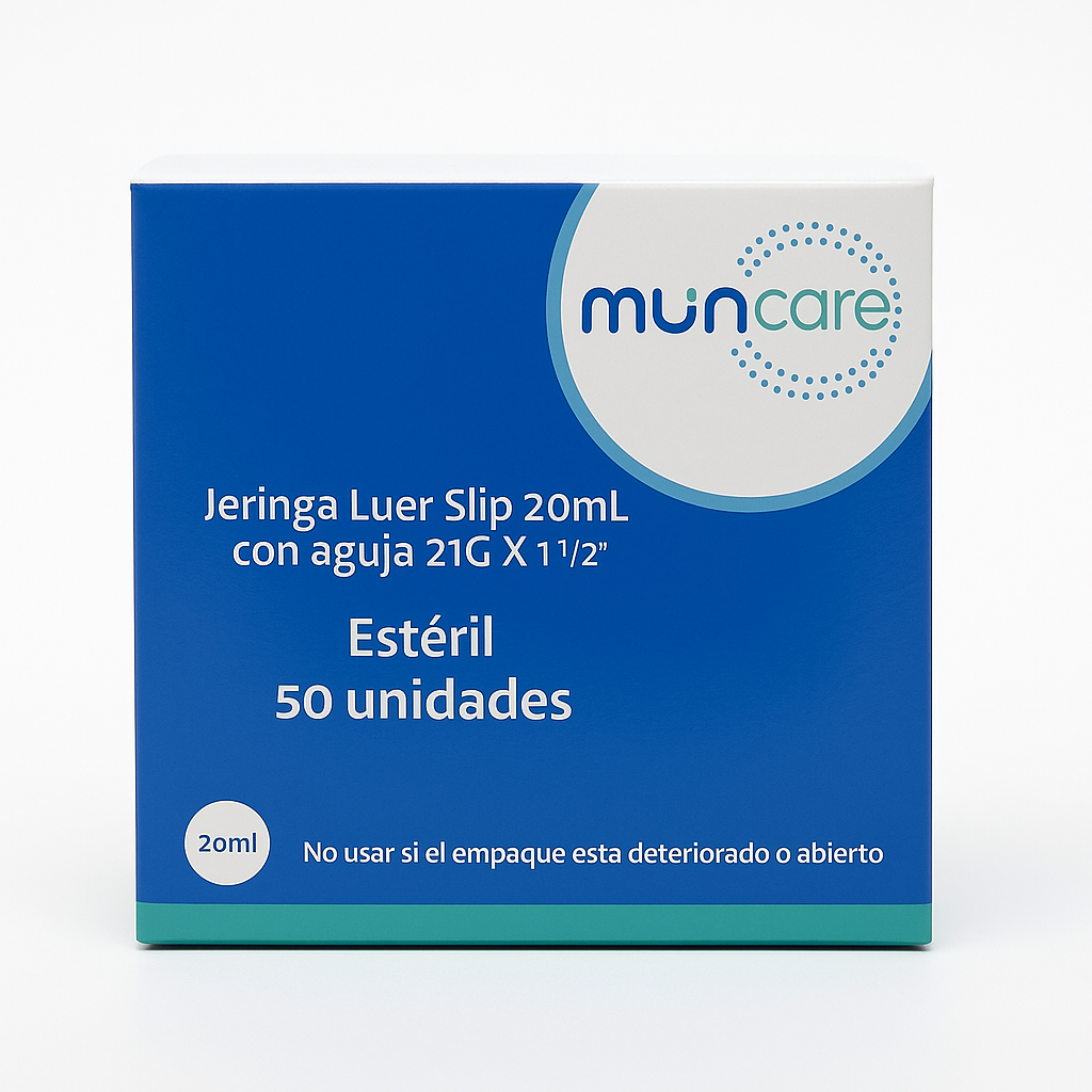 Jeringa Muncare Luer Slip 20 ML 21GX1-1/2 Caja x 50