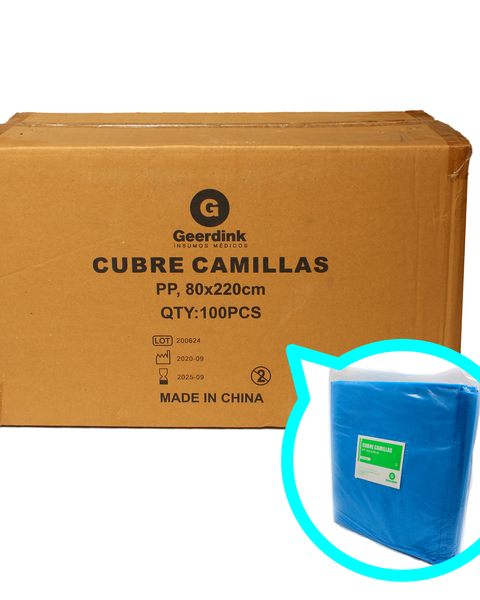 Cubre camilla con elastico Geerdink 80CM x 220 CM – Caja madre x 100 unidades