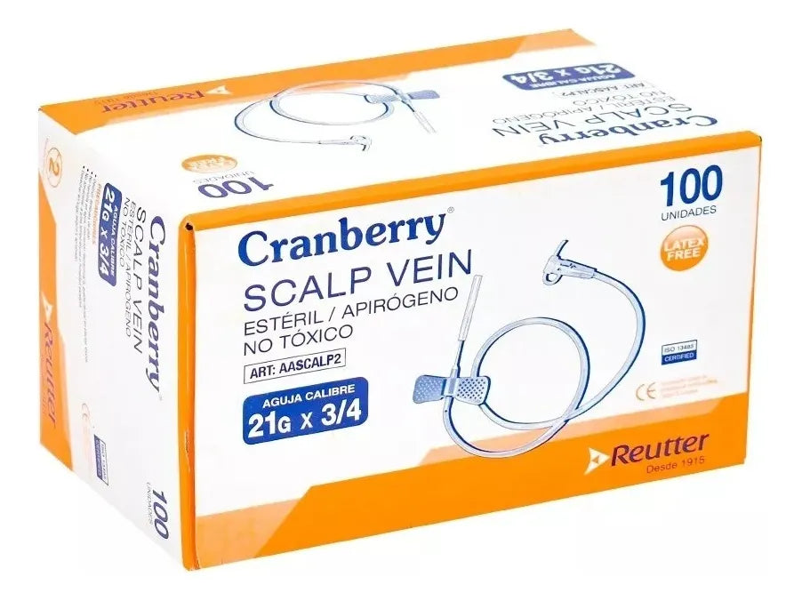 Mariposa Scalp Vein Luer Lock 21G x 3/4 Cranberry 100 Und