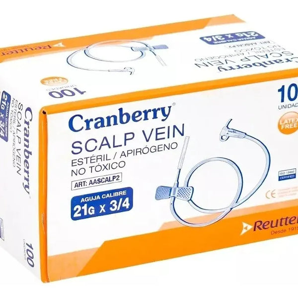 Mariposa Scalp Vein Luer Lock 21G x 3/4 Cranberry 100 Und