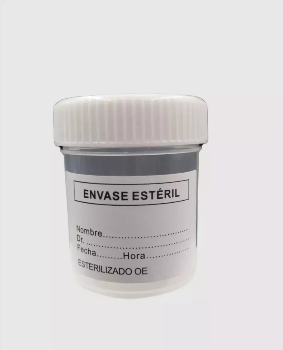 Frasco Muestra de Orina, con Tapa. 60 ML.