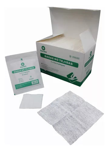 Gasa no tejida esteril Geerdink 5 CM x 5 CM – Caja madre x 2500 sobres x 2 unidades de gasas.