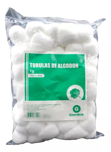 Torulas de algodón de 1 Gr. – Caja madre de 100 bolsas x 100 unidades.
