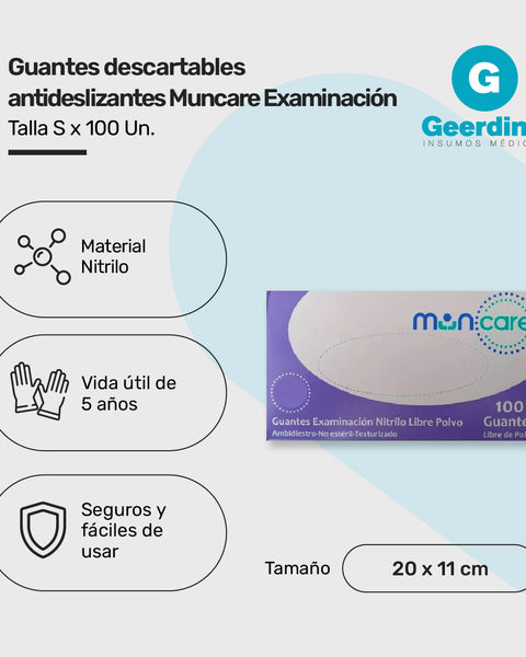 Guante Nitrilo Azul Muncare Caja X 100 Unidades