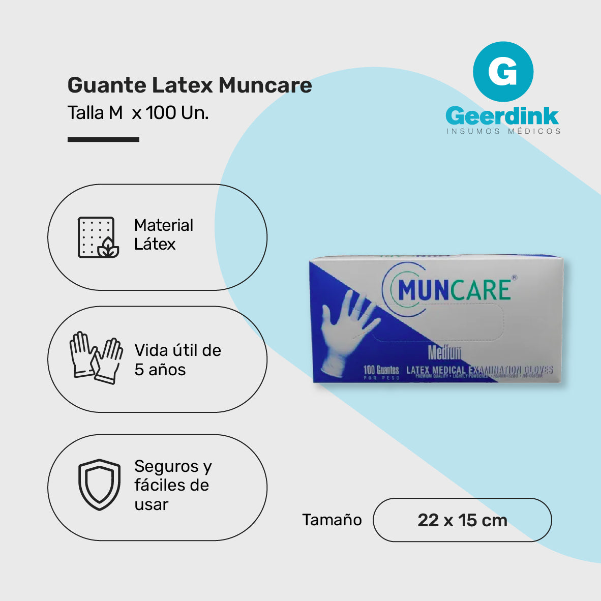 Guante Latex Muncare Caja X 100 Unidades.