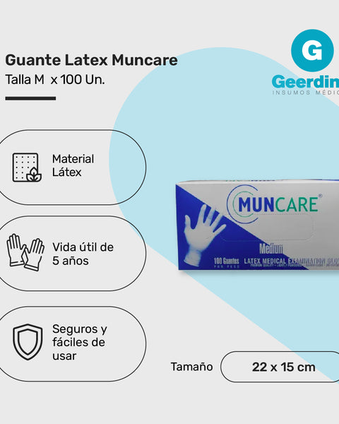 Guante Latex Muncare Caja X 100 Unidades.