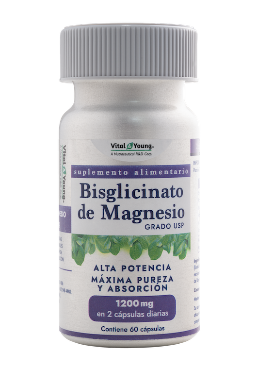 Bisglicinato de Magnesio 240 mg Alta Absorción Grado USP Vital & Young – 60 Cápsulas