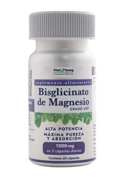Bisglicinato de Magnesio 240 mg Alta Absorción Grado USP Vital & Young – 60 Cápsulas