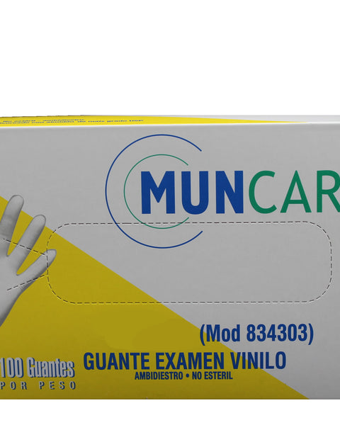 Guante Examen Vinilo Muncare Caja X 100 Unidades