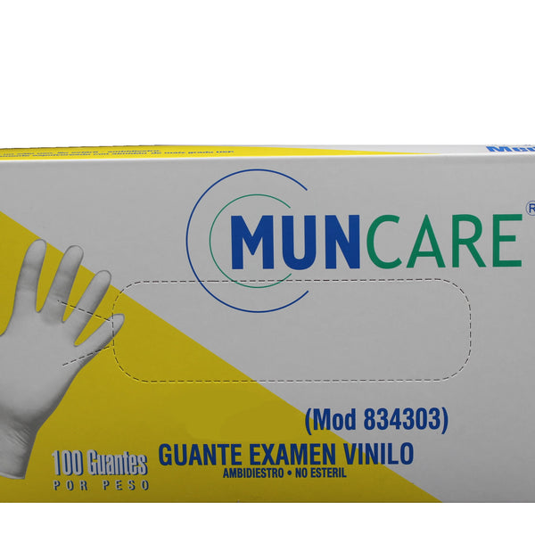 Guante Examen Vinilo Muncare Caja X 100 Unidades