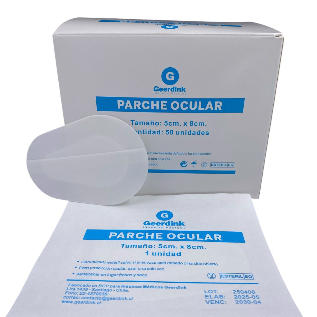 Parche Ocular 5 CM.x 8 CM. Geerdink caja x 50 unidades