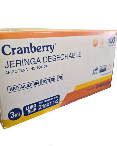 Jeringa Desechable Luer slip 3ML 21G x 1 1/2 Caja x 100