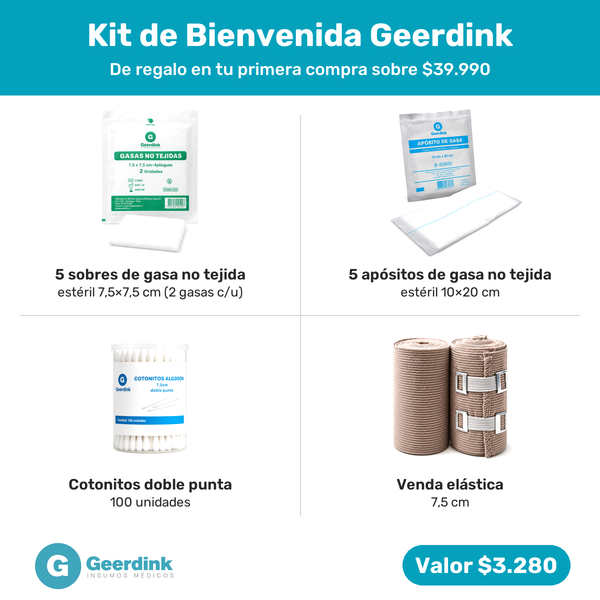 Kit de Bienvenida Geerdink: gasas, apósitos, cotonitos y venda elástica