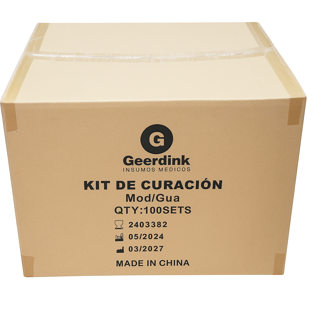 Kit De Curación Estéril Desechable Geerdink con Par de Guantes de Nitrilo Caja Madre X 100 Unidades