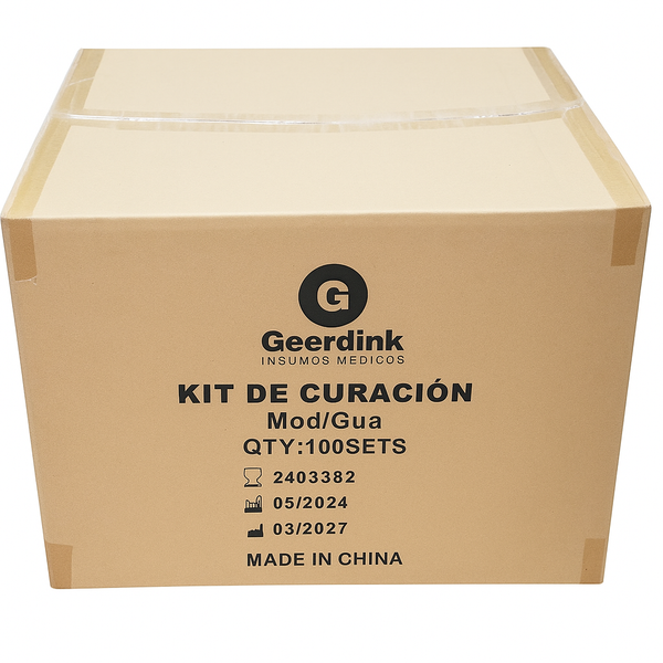 Kit De Curación Estéril Desechable Geerdink con Par de Guantes de Nitrilo Caja Madre X 100 Unidades