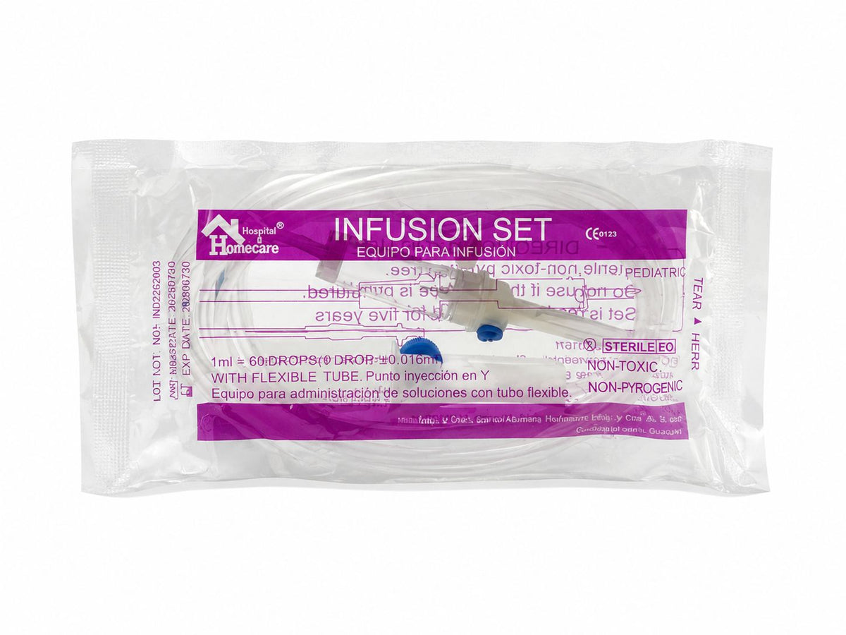 Bajada de Suero Homcare con Puerto en Y 60 Gotas T/Flexible Pediátrica