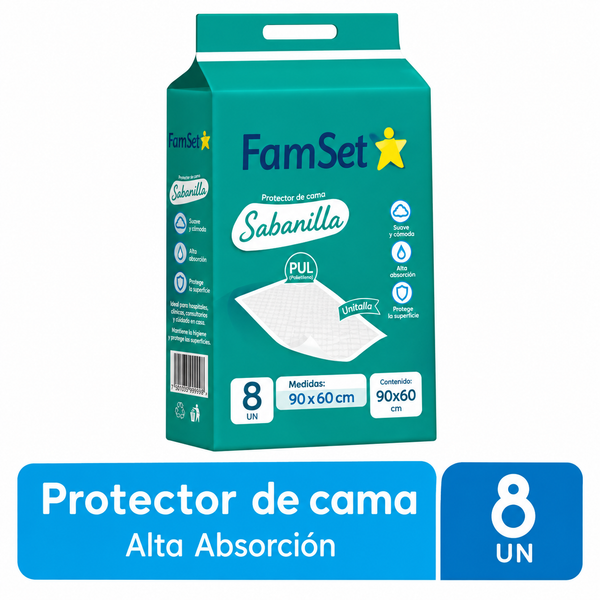 Sabanilla protector de cama Family Set  90 X 60 CMS X 8 Unidades