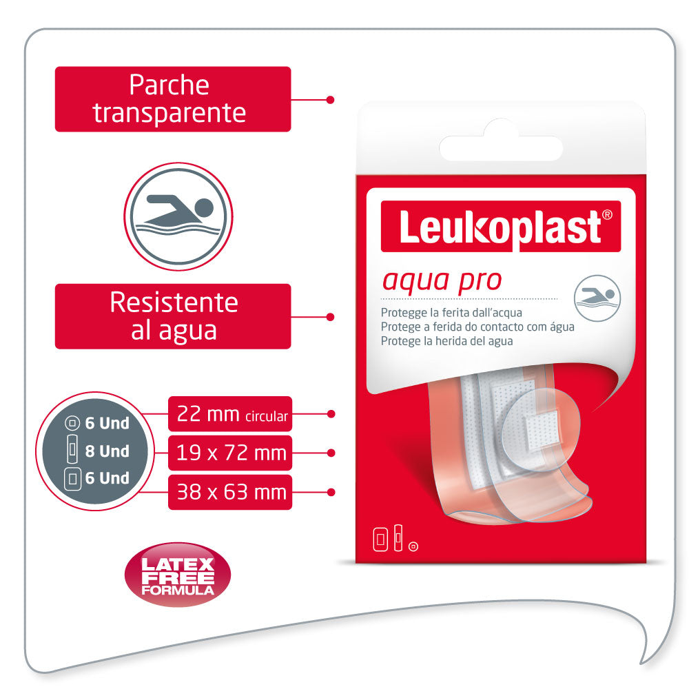 Leukoplast Aquapro Parche Curita A Prueba De Agua 3 Med. X20