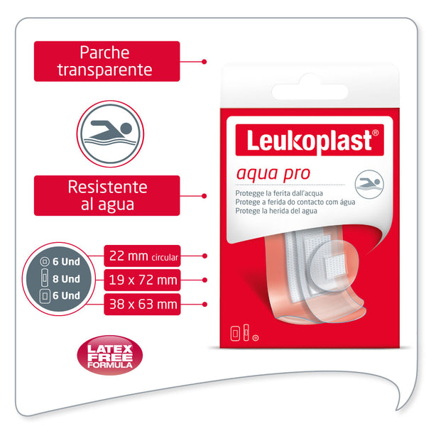 Leukoplast Aquapro Parche Curita A Prueba De Agua 3 Medidas X 20 unidades