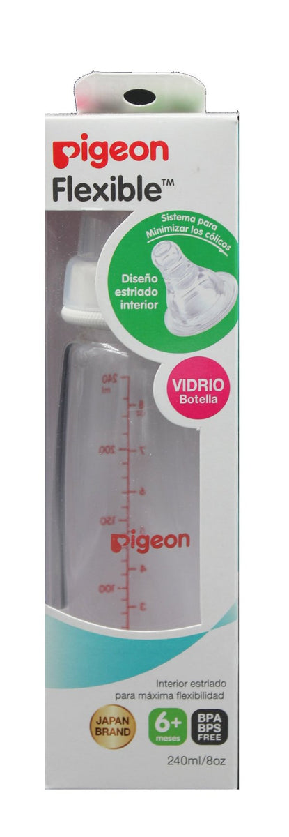 Mamadera Vidrio Pigeon 240 Ml, Reduce Los Cólicos