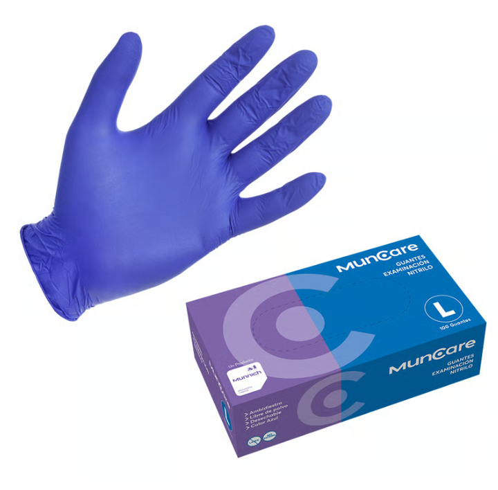 Guante Nitrilo Azul Muncare Caja X 100 Unidades