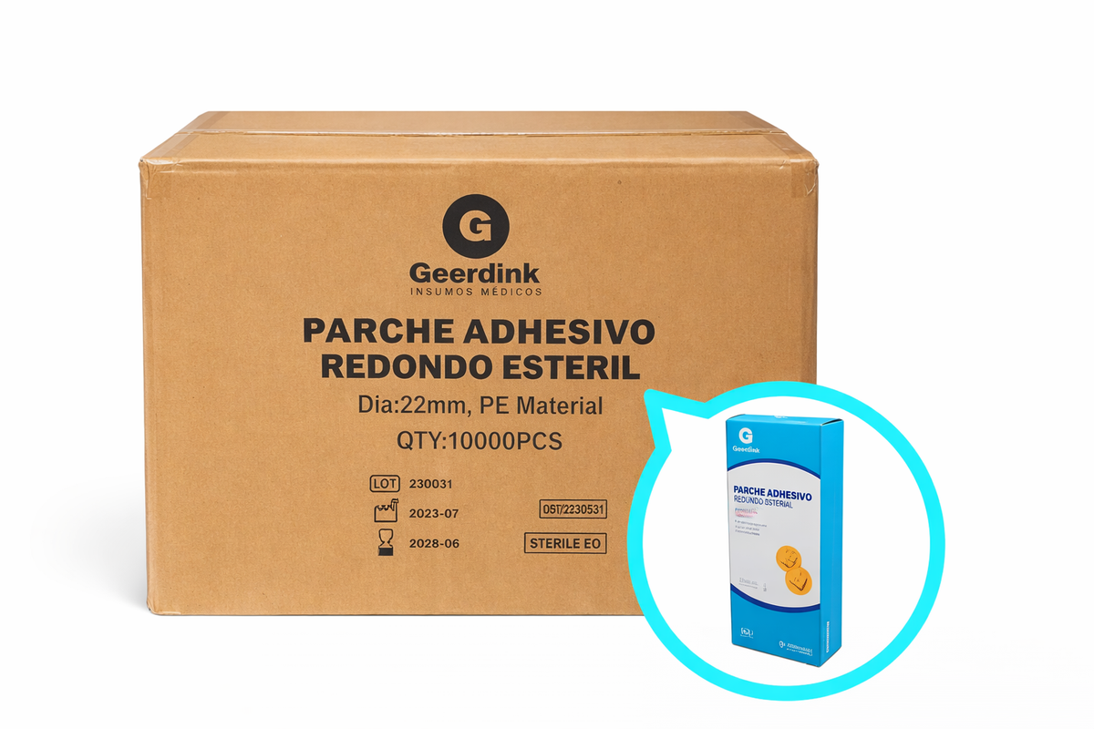 Parche Curita Redondo Estéril Geerdink | Caja Madre (100 cajas × 100 parches)