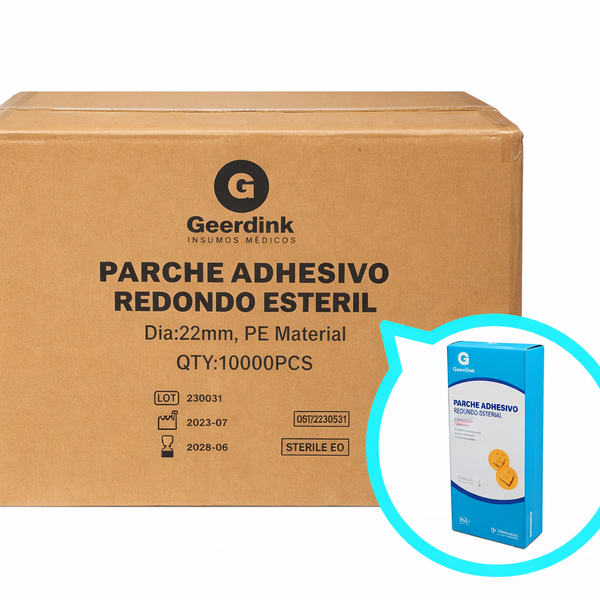 Parche Curita Redondo Estéril Geerdink | Caja Madre (100 cajas × 100 parches)