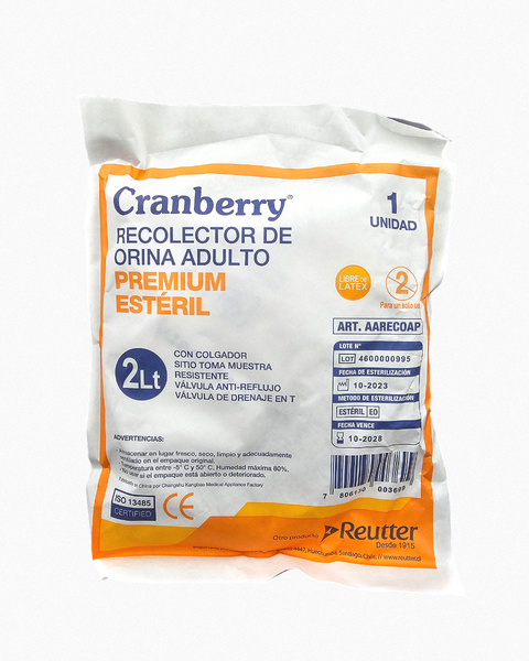 Bolsa Recolectora de Orina a la Cama Premium 2 Litros Cranberry