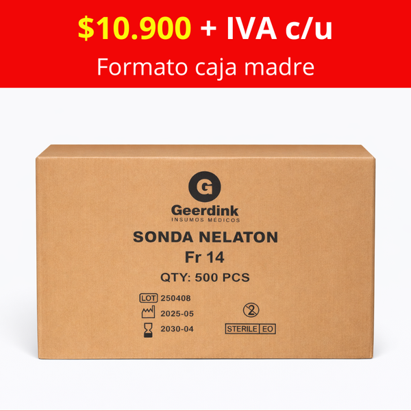 Sonda Nelaton Estéril Geerdink Nº14 Fr 40 cm | Caja Madre (10 cajas × 50 unidades)