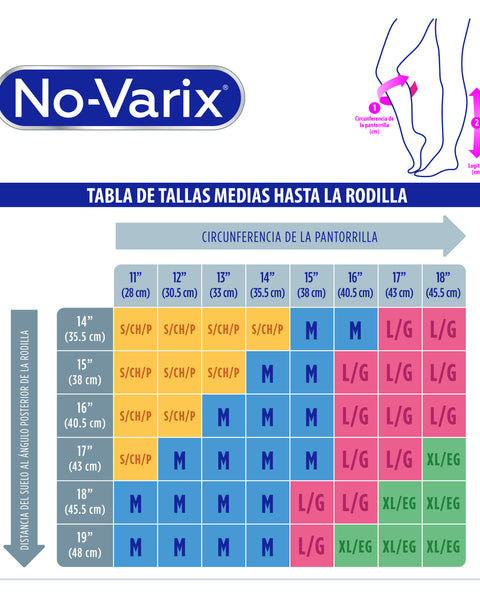 Media Compresiva Rodilla No-varix Media compresión 15/20 Tallas S-m-l