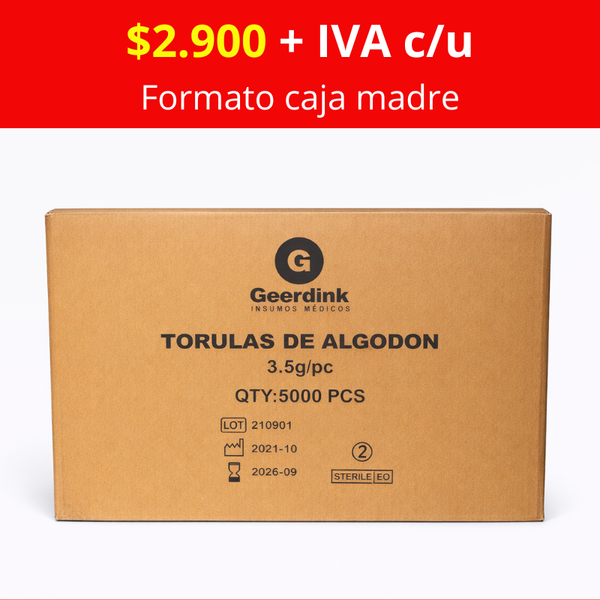 Tórulas de Algodón Geerdink 3,5 g | Caja Madre (50 bolsas × 100 unidades)