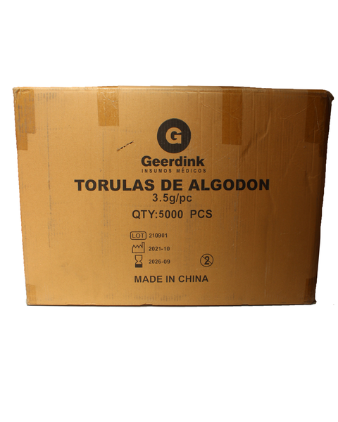 Torula de algodón Geerdink de 3.5Gr Cja Madre x 50 Bolsas x 100 unds.