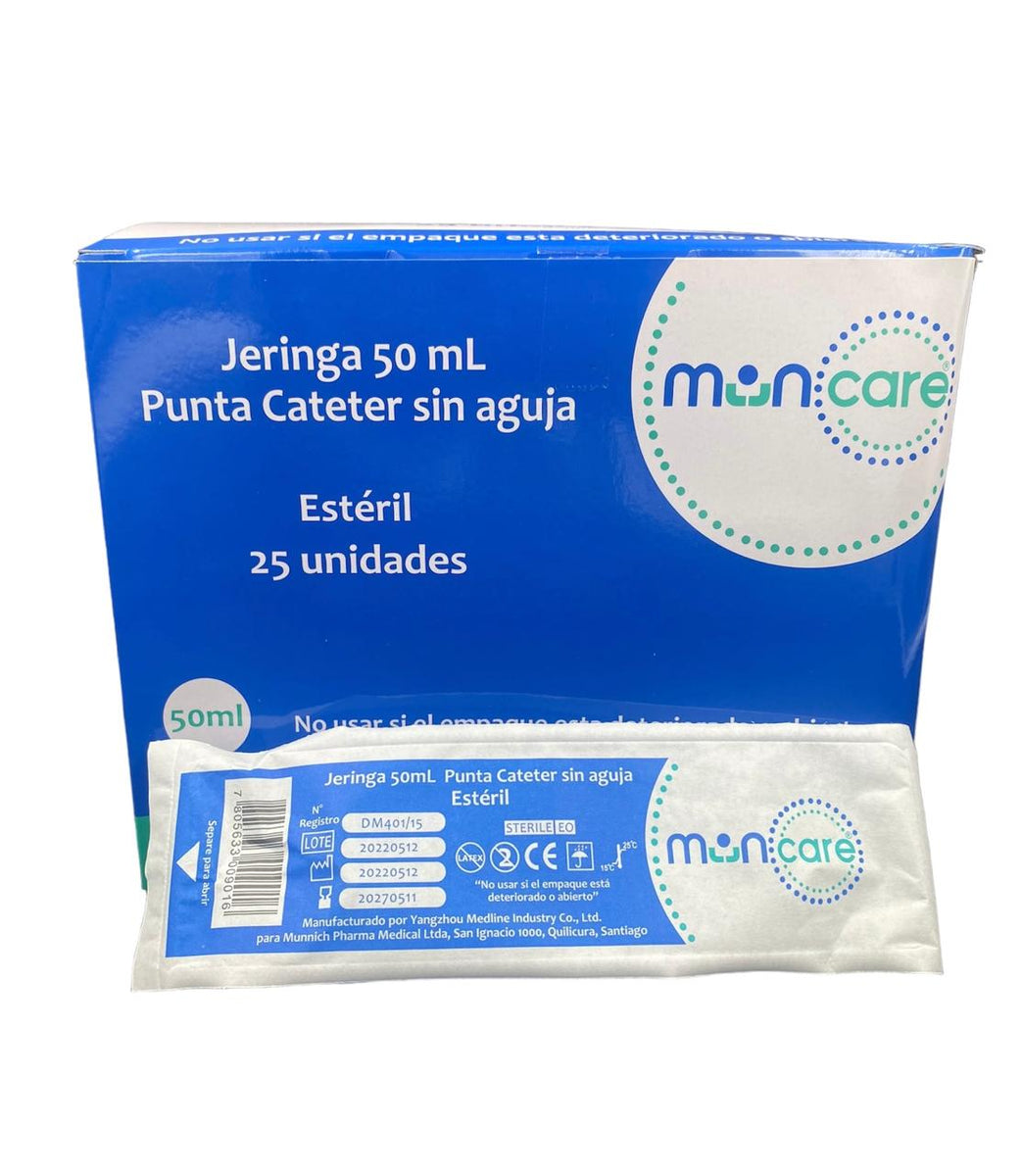 Jeringa Hipodermica Punta Cateter 50ML S/A MUNCARE Caja x 25