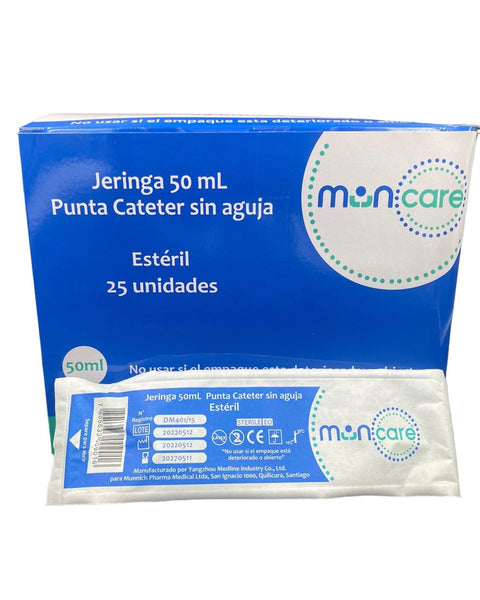 Jeringa Hipodermica Punta Cateter 50ML S/A MUNCARE Caja x 25