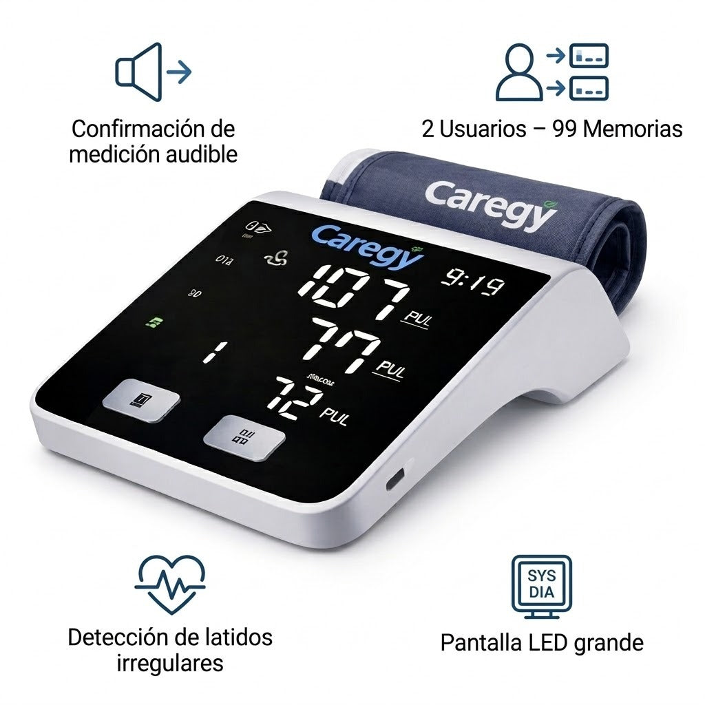 Tensiómetro Digital de Brazo Caregy – Medidor de Presión Automático con Pantalla LED