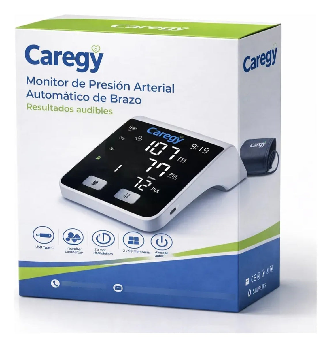 Tensiómetro Digital de Brazo Caregy – Medidor de Presión Automático con Pantalla LED