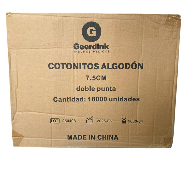Cotonitos 7,5 cm Doble Punta Geerdink Caja Madre x 18.000 Unidades