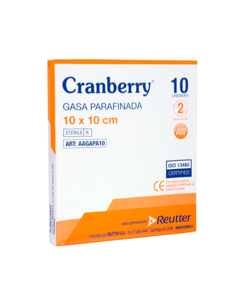 Gasa parafinada Cranberry 10 CM. x 10 CM. Caja x 10 Un.