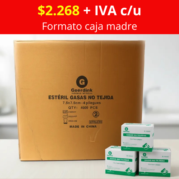 Gasa No Tejida Estéril Geerdink 7,5×7,5 cm | Caja Madre (40 cajas × 50 sobres × 2 gasas)