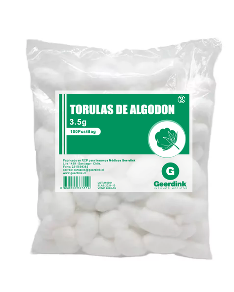 Torulas De Algodón Geerdink 3.5 Gr. X 100 Unidades