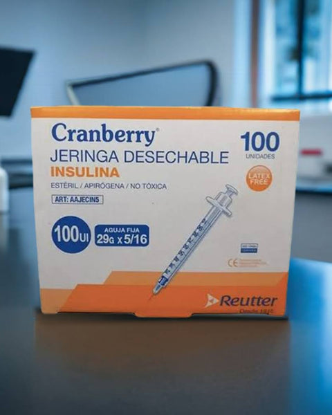 Jeringa Desechable Insulina Cranberry 29g X 5/16 Caja X 100 Unds.